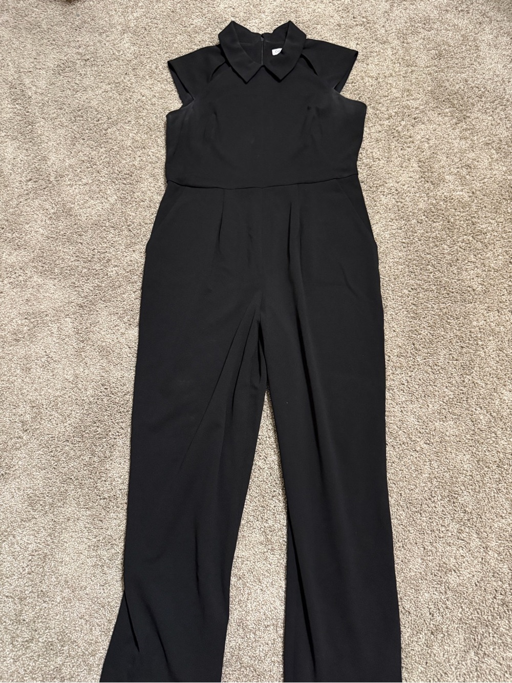 Calvin Klein Black Sleeveless Collared Jumpsuit